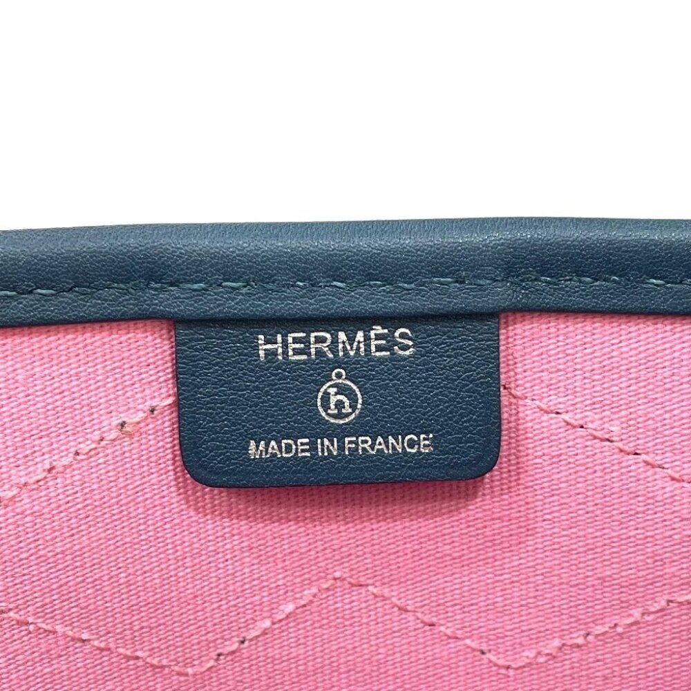 HERMES Petit Ash dream Catcher Shoulder Tote Bag Leather/Canvas Navy x Pink - Picture 12 of 12